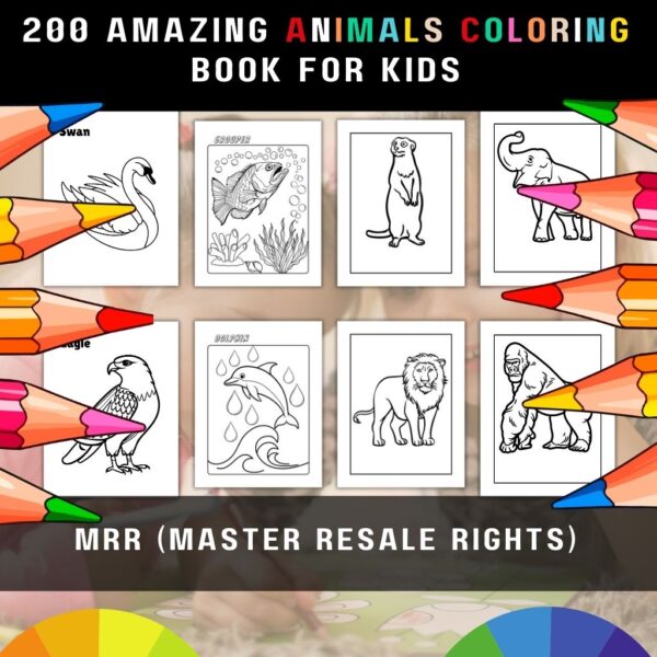 200 Amazing Animals Coloring Book for Kids